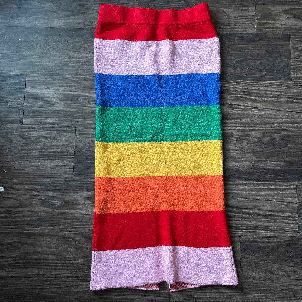 Dressed in Lala Dancing Queen Knit Maxi Skirt in Rainbow - Picture 2 of 9